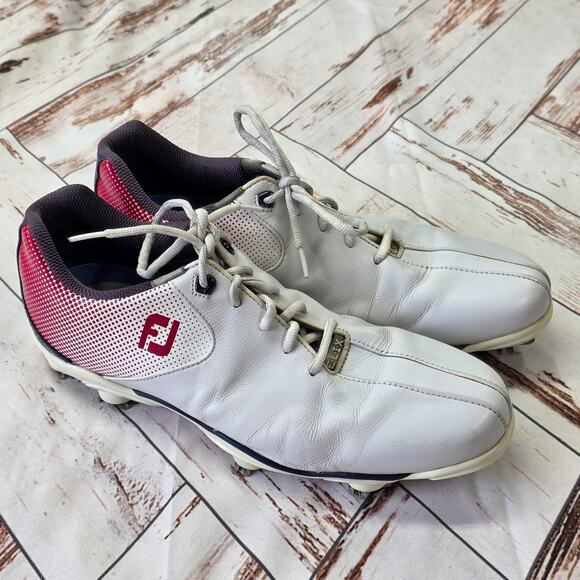 FootJoy DNA Helix Golf Shoes Mens 10.5M Red White Blue Spiked Leather Country main image 10